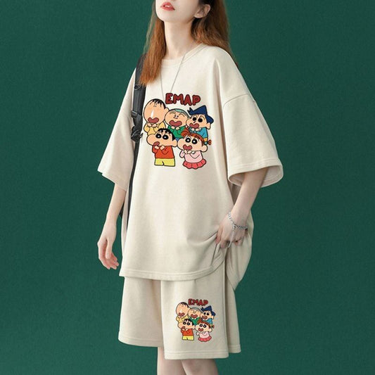 【半額セール】話題沸騰中  韓国系 半袖Ｔシャツⅹパンツセット全4色F-8063