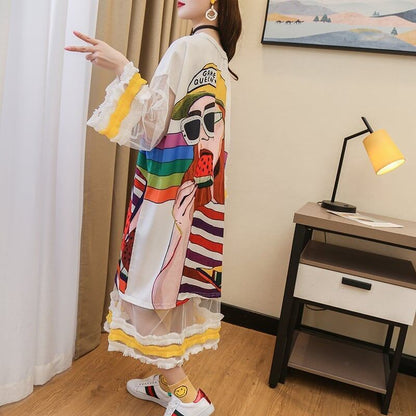 【ランキング上位】プリント   お洒落 ロングTシャツワンピース ＜F-887＞