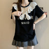 超人気 レース スウィート 切り替え プリント 3色選択 半袖Tシャツ＜F-8825＞