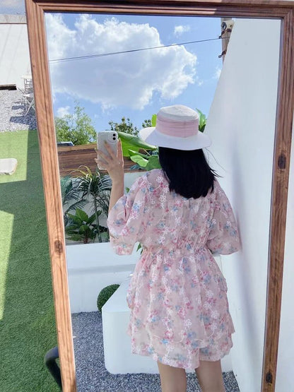 新商品 花柄 大人可愛い シャツ＋ショートパンツ セットアップ＜F-9001＞