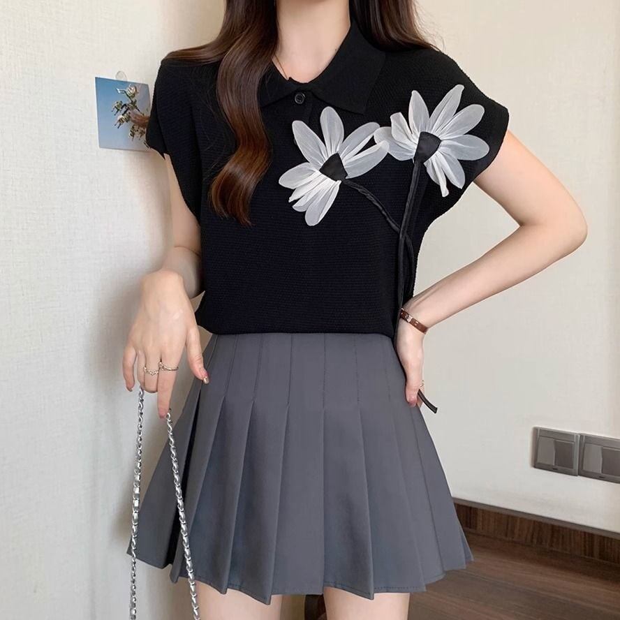 新作 上質 話題沸騰中 好感度UP ニット 全2色 半袖Tシャツ＜F-8734＞