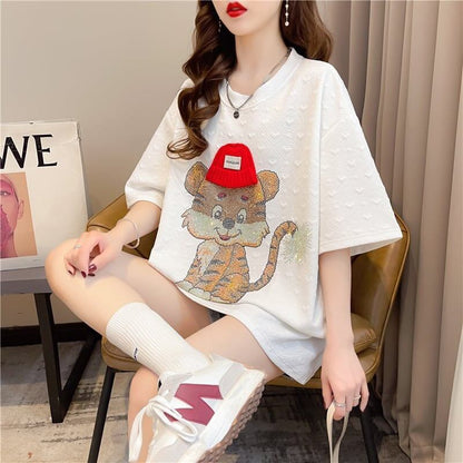 デザイン感   チャーミング Tシャツ カットソー＜F-3401＞