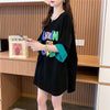 絶対欲しい プリント ラウンドネック 切り替え 全2色 半袖Tシャツ ＜F-8672＞