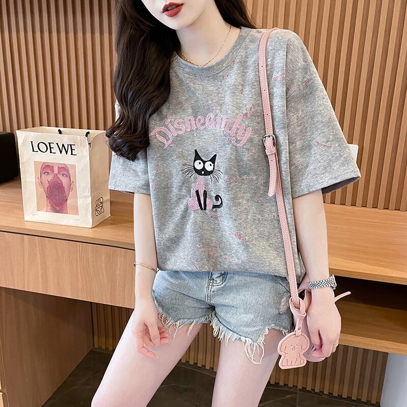 スウィート 早い者勝ち 絶対流行 カジュアル 2色選択 Tシャツ<F-11572>