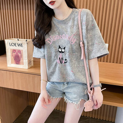 スウィート 早い者勝ち 絶対流行 カジュアル 2色選択 Tシャツ<F-11572>