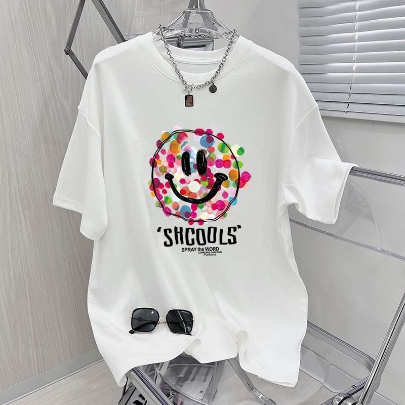 話題沸騰中 スマイリー カジュアル 半袖 Tシャツ <F-8651>