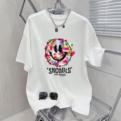 話題沸騰中 スマイリー カジュアル 半袖 Tシャツ <F-8651>