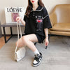 美人度アップ   ワッフル ロング Tシャツ ゆったり半袖 ＜F-2930＞