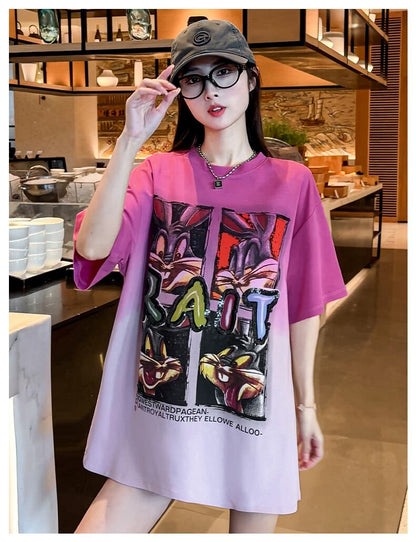 絶対欲しい グラデーション 特別デザイン プリント 半袖 Tシャツ <F-9053>