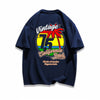 早い者勝ち カジュアル ファッション感満々 ダブルプリント 全5色 半袖Tシャツ<F-9271>