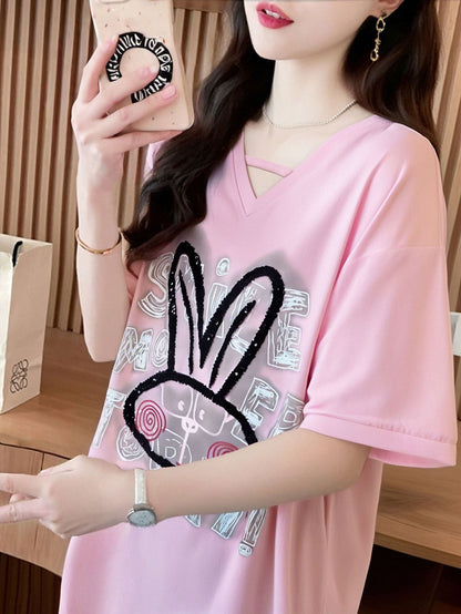 キュート 好感度UP 海外トレンド カジュアル 全4色 半袖 Tシャツ ＜F-11097＞