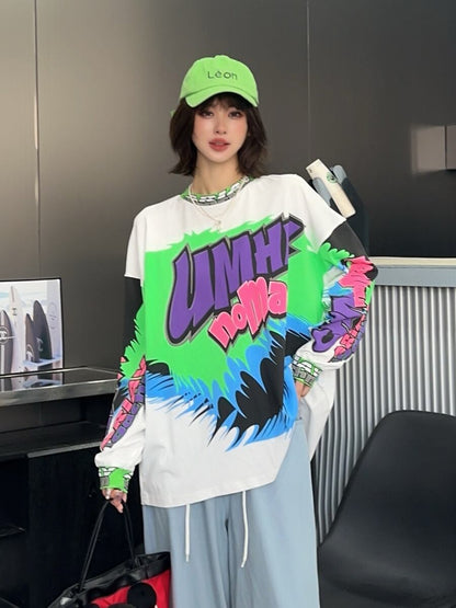 着回し力抜群 アバンギャルド 個性的なデザイン プリント全2色 TシャツF-9225