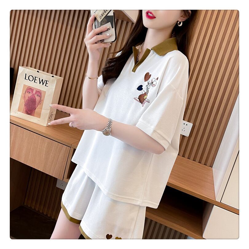 定番シンプル 切り替え カジュアル 半袖Ｔシャツⅹパンツセット全3色 <F-8267>