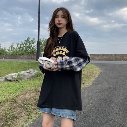 オシャレ度満点 ラウンドネック 個性的なデザイン カートゥーンプリント Tシャツ＜F-2257＞