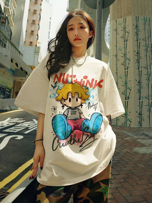 話題沸騰中 目を奪われる 流行新作 カジュアル ゆったり 全2色 半袖Tシャツ＜F-9295＞
