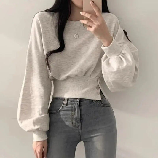 韓国風ファッション おしゃれ度高め 美人度アップ 全2色 トップスF-9446