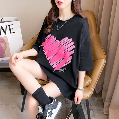 柔らかくて優しい印象 ゆったり ファッション感満々 ロング丈 3色半袖Tシャツ＜F-9206＞