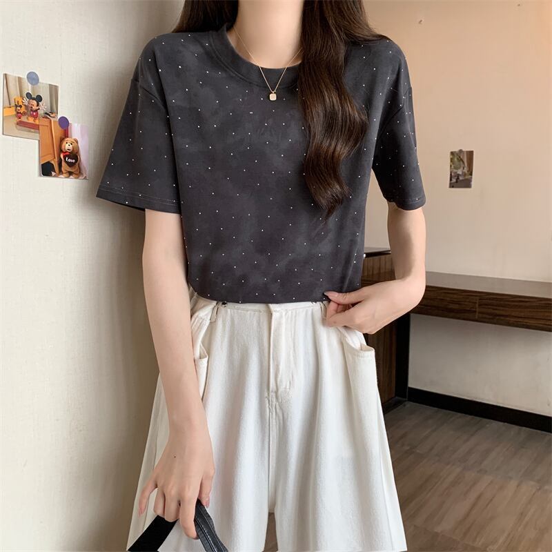 着回し力抜群 ホットダイヤモンド 定番シンプル 全2色 半袖Tシャツ カットソー ＜F-8591＞