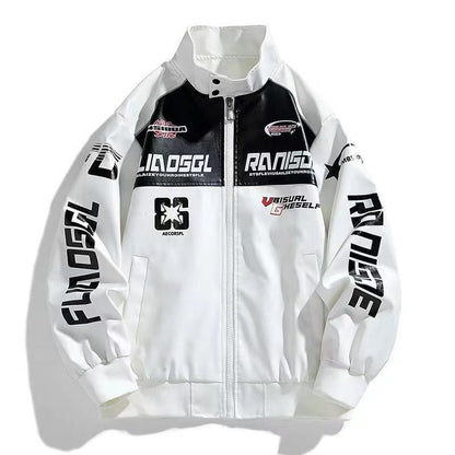 カジュアル 2色選択 切り替え 厚みパッド入り レザー男女兼用 ジャケット F-10494