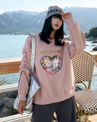 【裏起毛】超人気商品可愛いウサギちゃんロゴスウェット全6色<F-4598>
