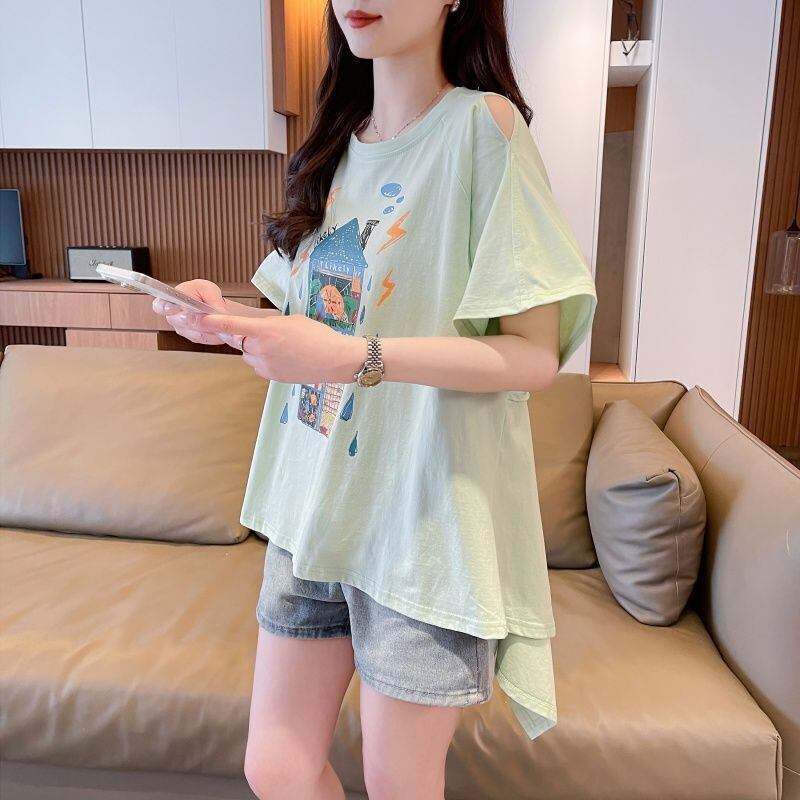 売れ筋 早い者勝ち 絶対流行 カジュアル 2色選択 Tシャツ<F-11444>