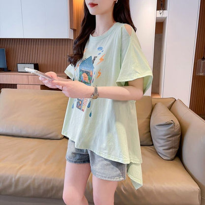 売れ筋 早い者勝ち 絶対流行 カジュアル 2色選択 Tシャツ<F-11444>