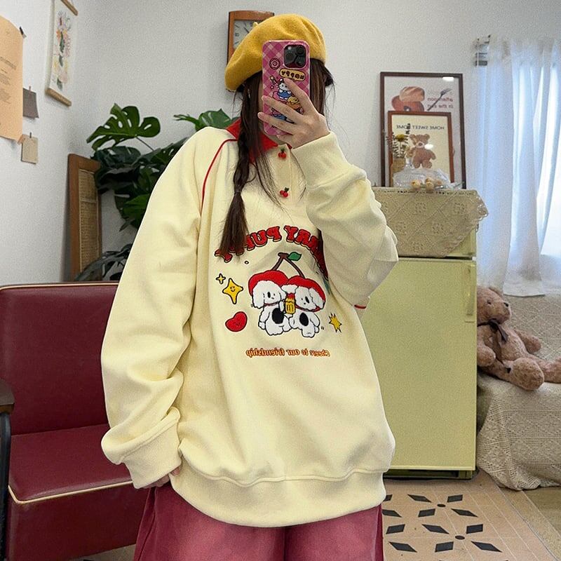 大人可愛い刺?ロゴワンちゃんスウェット全2色F  -4595