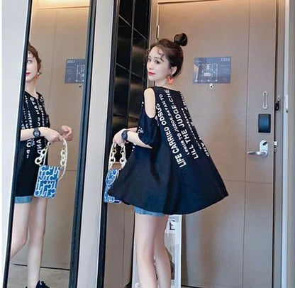柔らかくて優しい印象 ファッション 美人度アップ プリント 全3色 半袖 Tシャツ F-9088