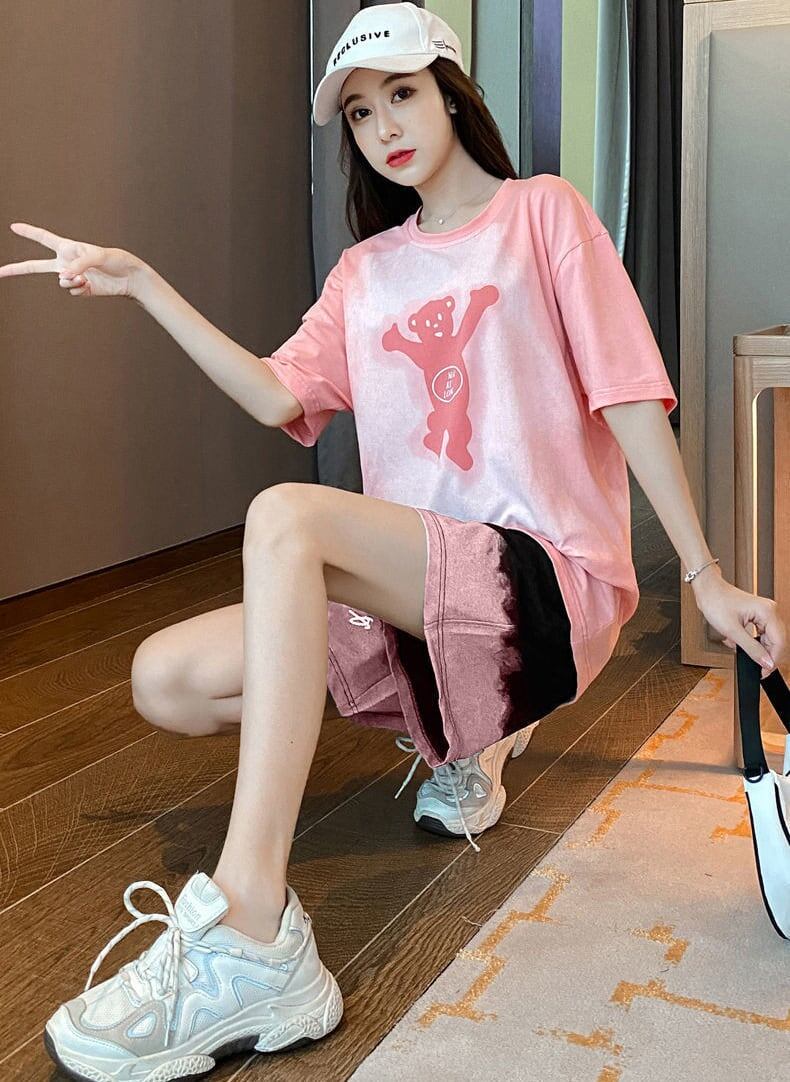 数量限定 ファッション 個性派 半袖Ｔシャツⅹパンツセット全4色F-8783
