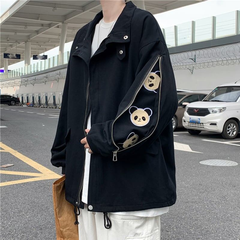 デザイン感   パンダプリント ジャケット アウター＜F-2172＞