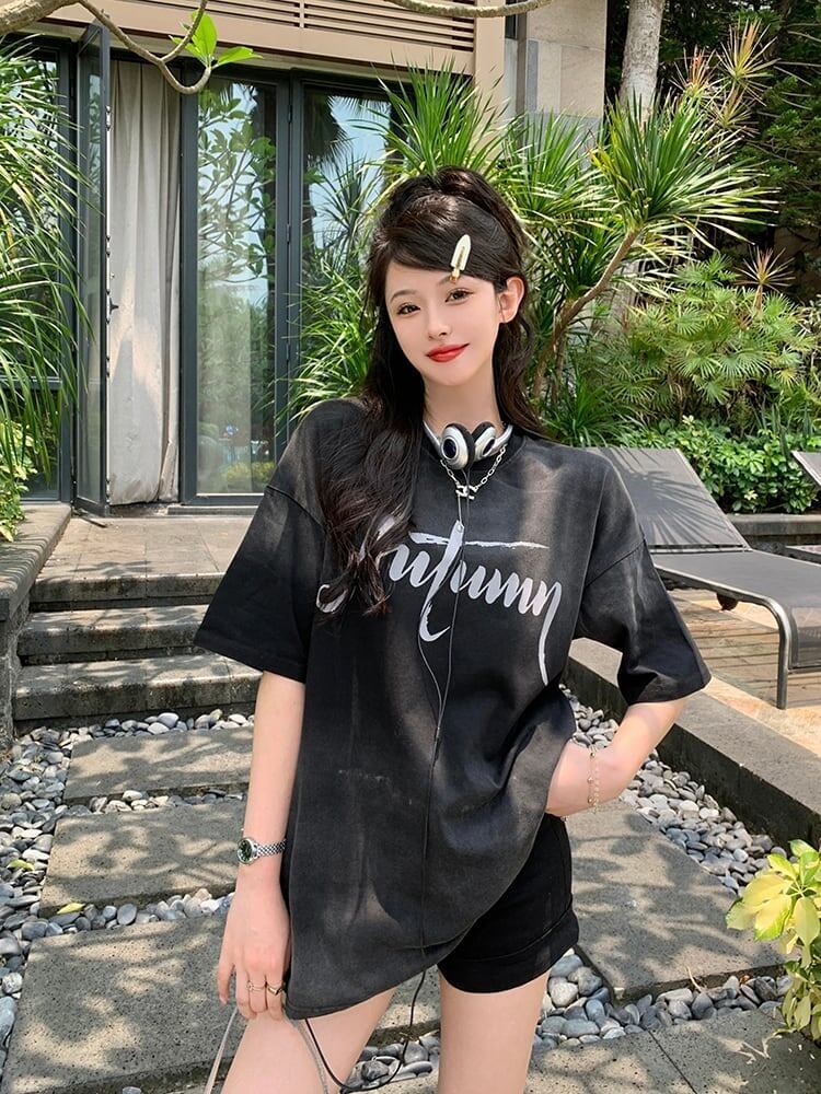 レイジースタイルドーパミングラデーションタイダイオールマッチ半袖Tシャツ<F-2895>