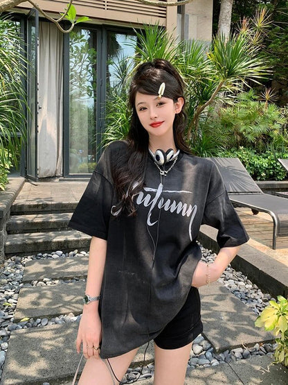 レイジースタイルドーパミングラデーションタイダイオールマッチ半袖Tシャツ<F-2895>