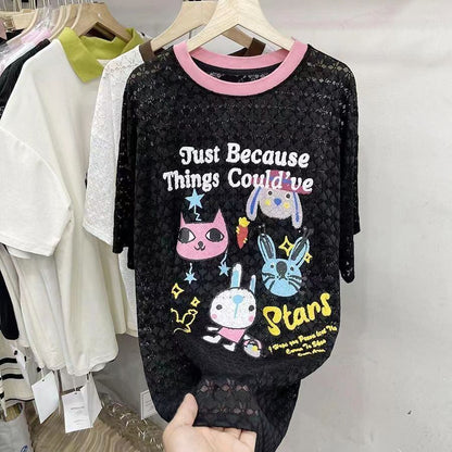 【半額！期間限定！！】新商品 キュート 超人気 プリント 2色半袖Tシャツ＜F-8520＞