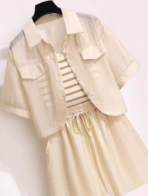 定番シンプル 紫外線対策 上品 全3色 シャツ+パンツセット ＜F-8655＞