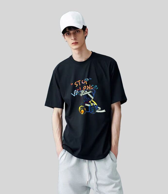 スタイルアップ カジュアル おしゃれ度高め プリント全5色 半袖Tシャツ<F-9437>