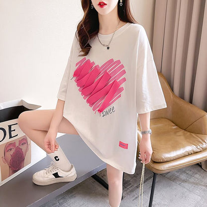 柔らかくて優しい印象 ゆったり ファッション感満々 ロング丈 3色半袖Tシャツ＜F-9206＞