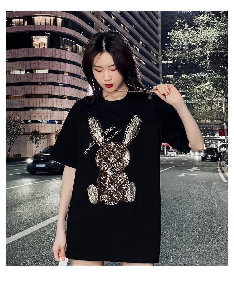合わせやすい   ウサギ Tシャツ ゆったり 半袖 ＜F-2887＞