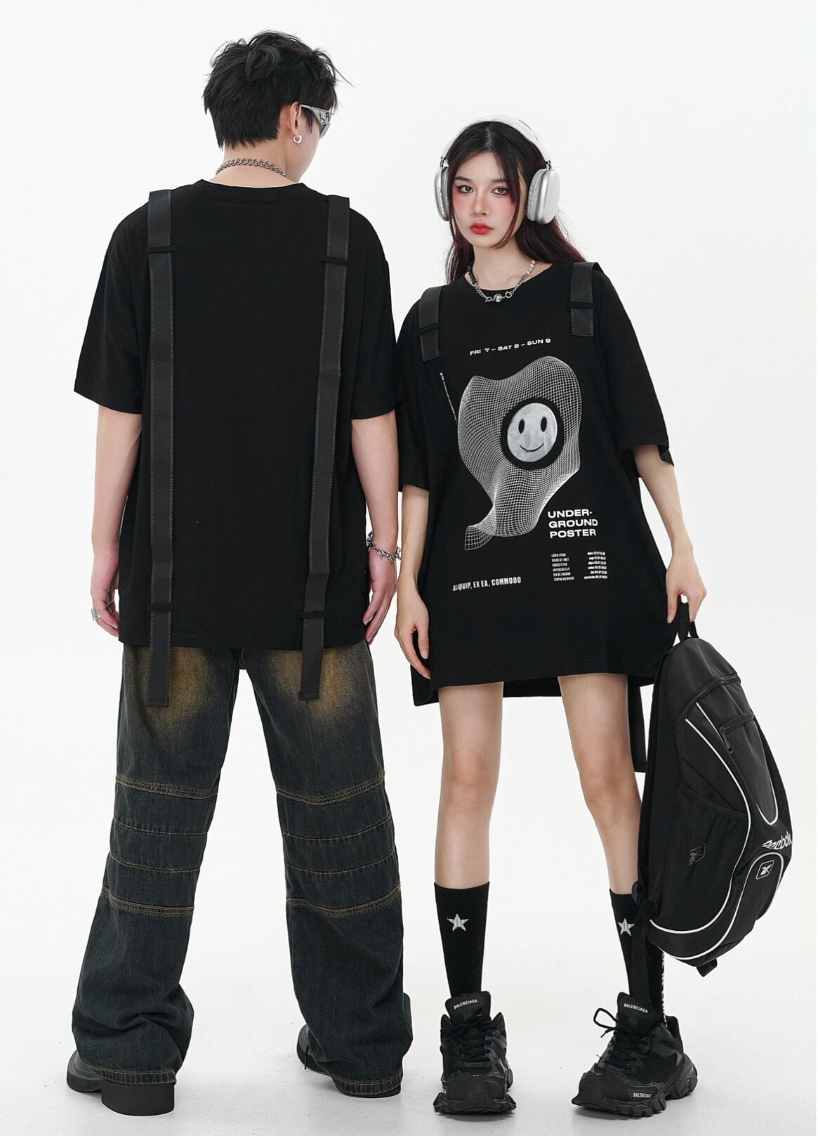 話題沸騰中 特別デザイン スタイルアップ効果抜群 ゆったり 男女兼用 半袖Tシャツ＜F-9060＞