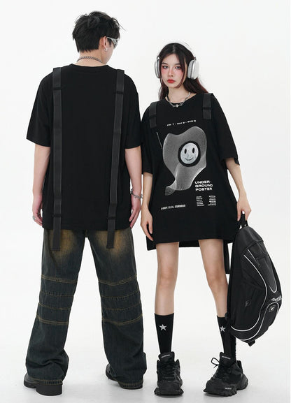 話題沸騰中 特別デザイン スタイルアップ効果抜群 ゆったり 男女兼用 半袖Tシャツ＜F-9060＞