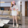 デザインセンスゆったりプリントトップラペルTシャツポロシャツ<F-2898>