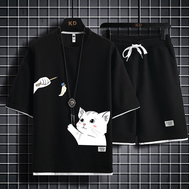 男女兼用 肌触りよい Tシャツ & ショーツ セットアップ F-13328
