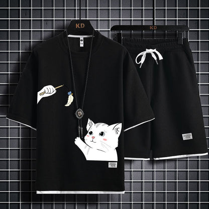 男女兼用 肌触りよい Tシャツ & ショーツ セットアップ F-13328