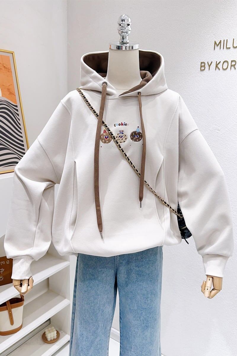 定番シンプルゆったりフード付きパーカ全3色トップス<F-4742>