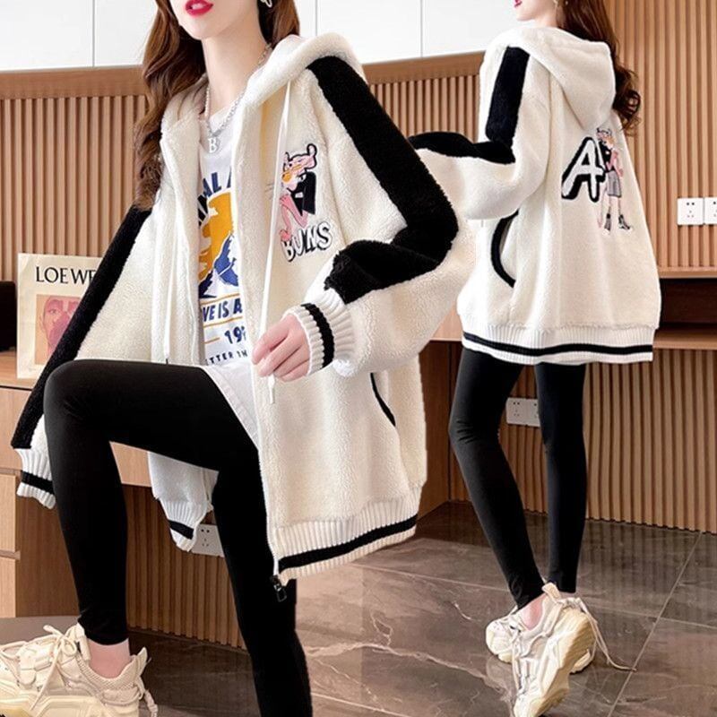 絶対欲しい配色ロゴボアフルジップパーカー全2色   厚手トップス