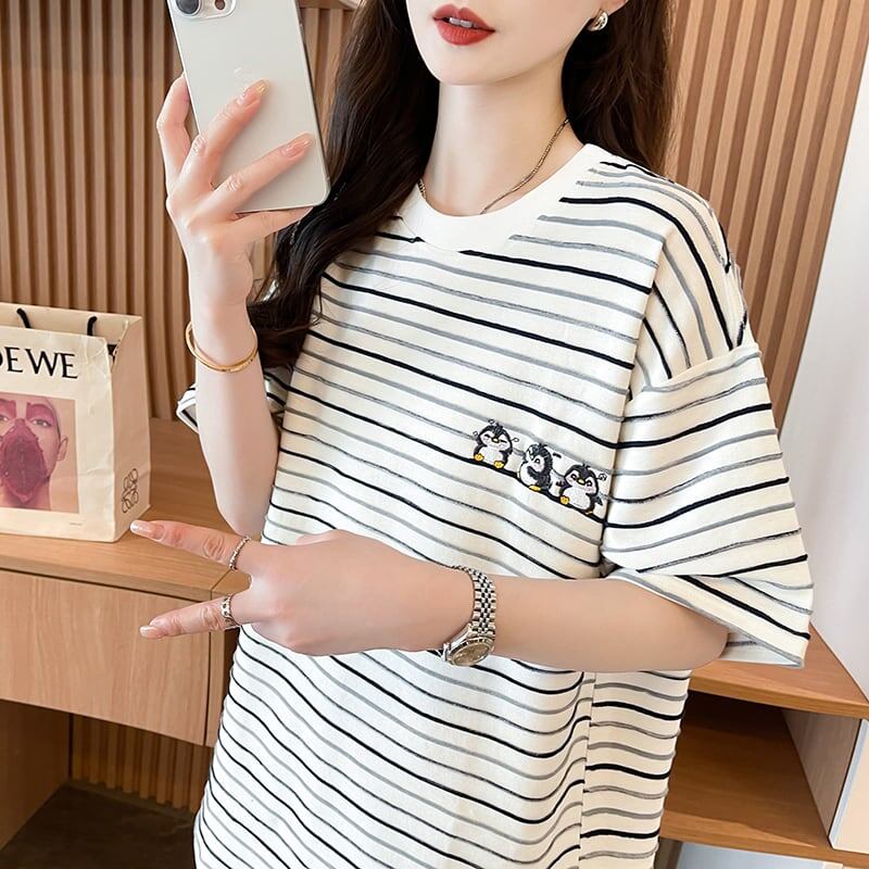 早い者勝ち 早い者勝ち 絶対流行 カジュアル 2色選択 Tシャツ<F-11708>