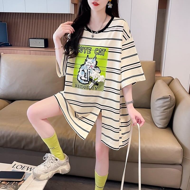 【半額！期間限定！！】大好評 シンプル ファッション 3色選択可 ストライプ柄 半袖Tシャツ カットソー＜F-8464＞