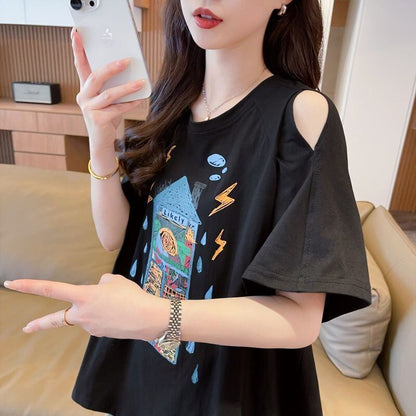 売れ筋 早い者勝ち 絶対流行 カジュアル 2色選択 Tシャツ<F-11444>