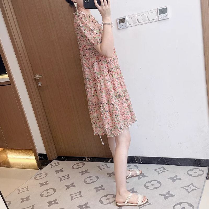 絶対欲しい   上品 花柄 半袖 ワンピース＜F-8176＞