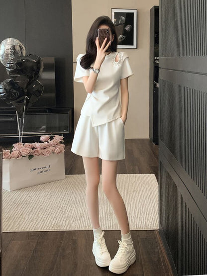 今季マストバイ 個性派 ファッション 半袖Ｔシャツⅹパンツセット<F-11568>