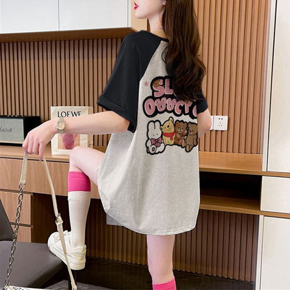 おすすめ 切り替え 定番シンプル プリント 4色選択 半袖Tシャツ＜F-8583＞